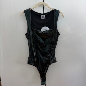 Princess Polly Black Shiny Bodysuit